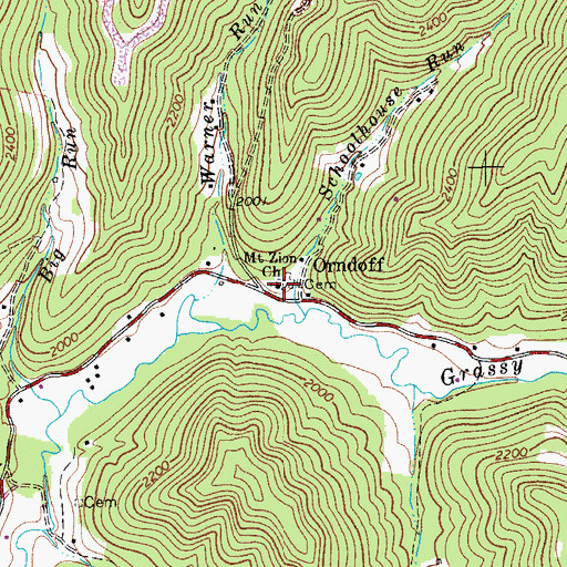 Topographic Map of Mount Zion Church, WV