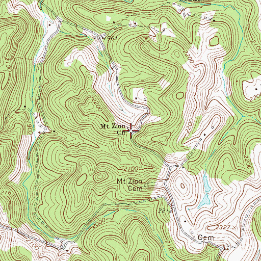 Topographic Map of Mount Zion Church, WV