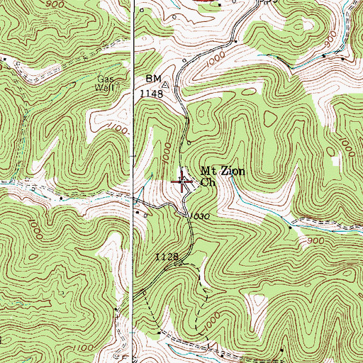 Topographic Map of Mount Zion Community Church, WV