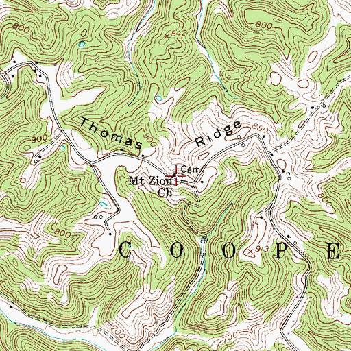 Topographic Map of Mount Zion Church, WV