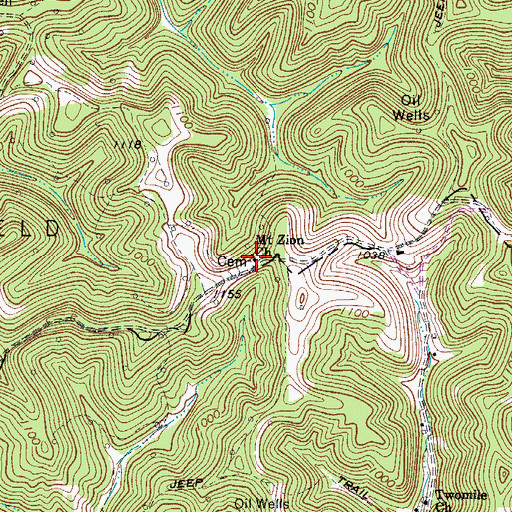 Topographic Map of Mount Zion Church, WV
