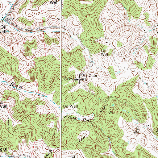 Topographic Map of Mount Zion Church, WV