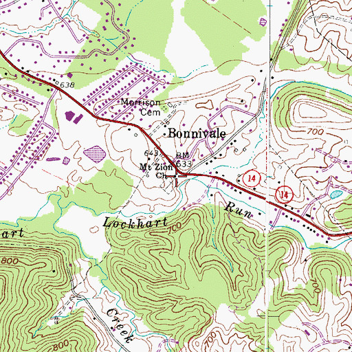 Topographic Map of Mount Zion Church, WV