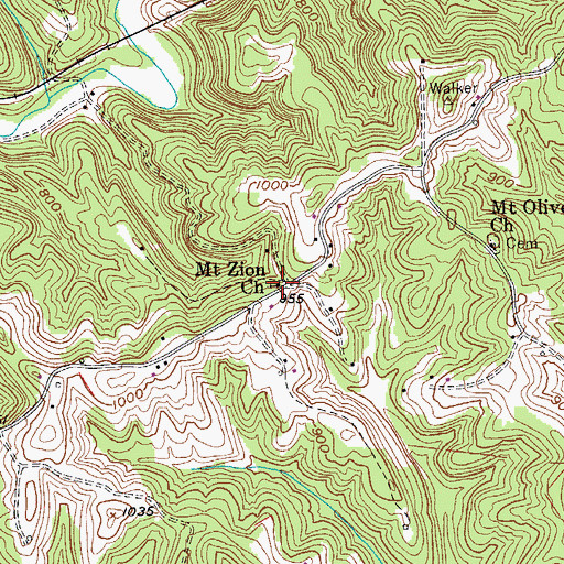 Topographic Map of Mount Zion Church, WV