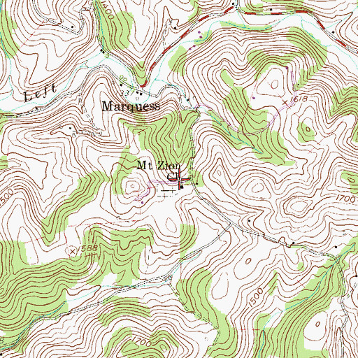 Topographic Map of Mount Zion United Methodist Church, WV