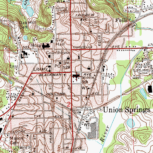 Topographic Map of Bullock County Area Vocational Center, AL