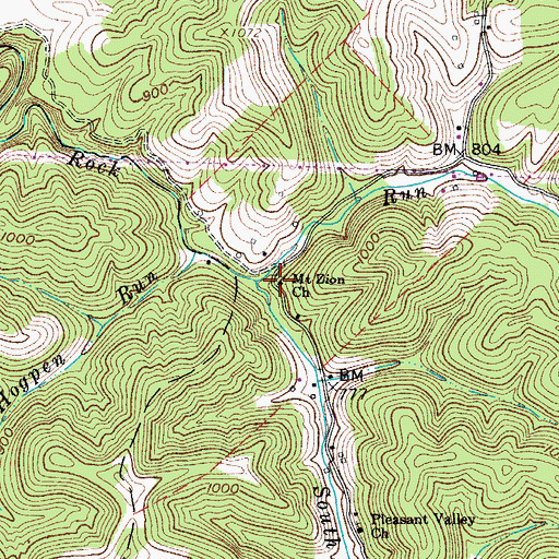 Topographic Map of Mount Zion Church, WV
