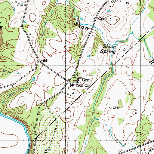 Topographic Map of Mount Zion Baptist Church, WV