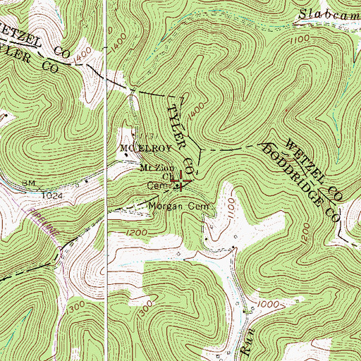 Topographic Map of Mount Zion Church, WV