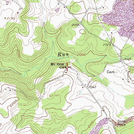 Topographic Map of Mount Zion Church, WV