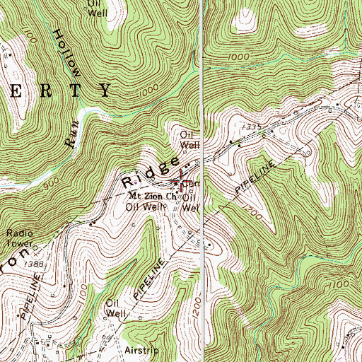 Topographic Map of Mount Zion Church, WV
