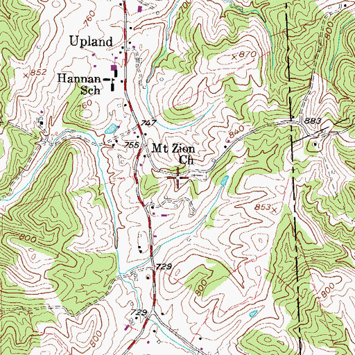 Topographic Map of Mount Zion Church, WV