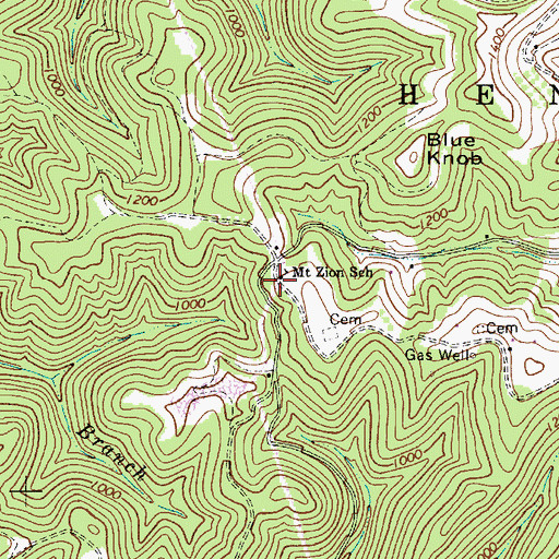 Topographic Map of Mount Zion School (historical), WV