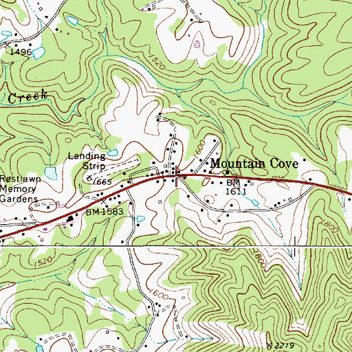 Topographic Map of Mountain Cove, WV