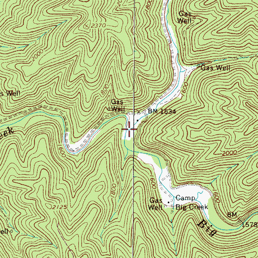 Topographic Map of Mountain Fork, WV