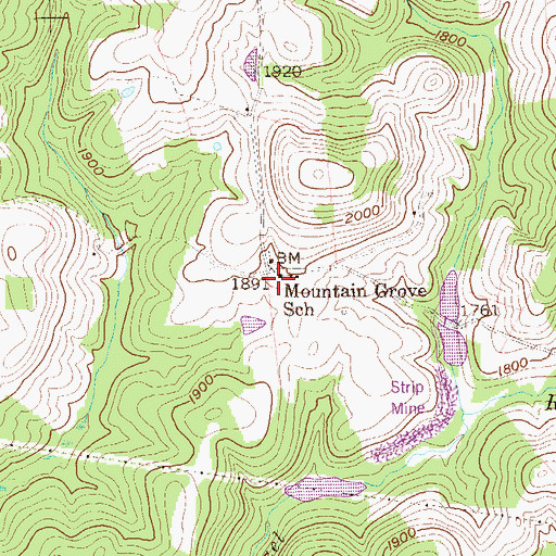 Topographic Map of Mountain Grove School (historical), WV