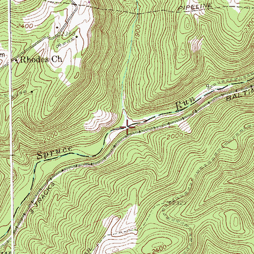 Topographic Map of Mountain Run, WV