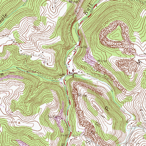 Topographic Map of Mountain Run, WV
