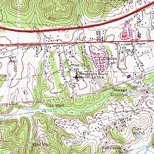 Topographic Map of Mountain State Christian School, WV
