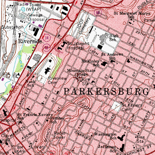 Topographic Map of Mountain State College, WV