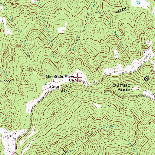 Topographic Map of Mountain View Church, WV