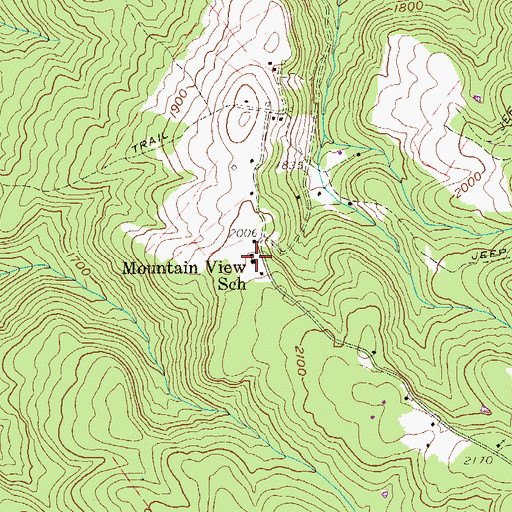 Topographic Map of Mountain View School, WV