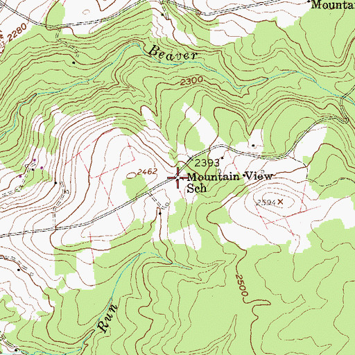 Topographic Map of Mountain View School (historical), WV