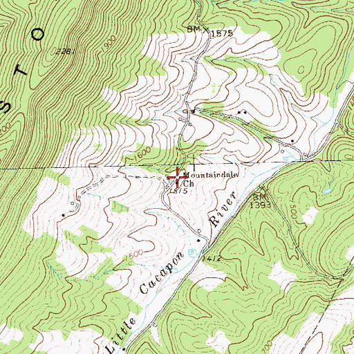 Topographic Map of Mountaindale Church, WV