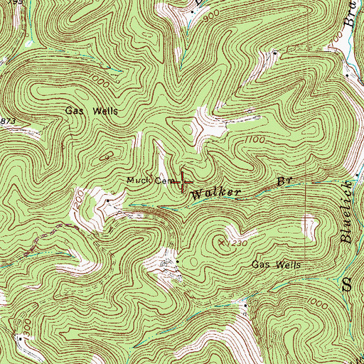 Topographic Map of Muck Cemetery, WV