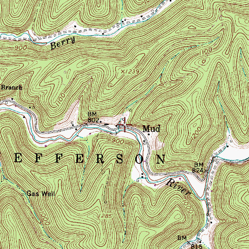 Topographic Map of Mud, WV
