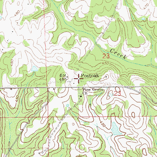 Topographic Map of Post Oak Junior High School (historical), AL