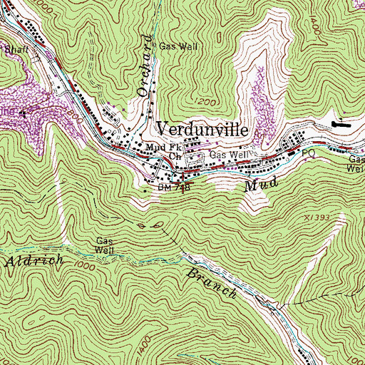Topographic Map of Mud Fork Church, WV