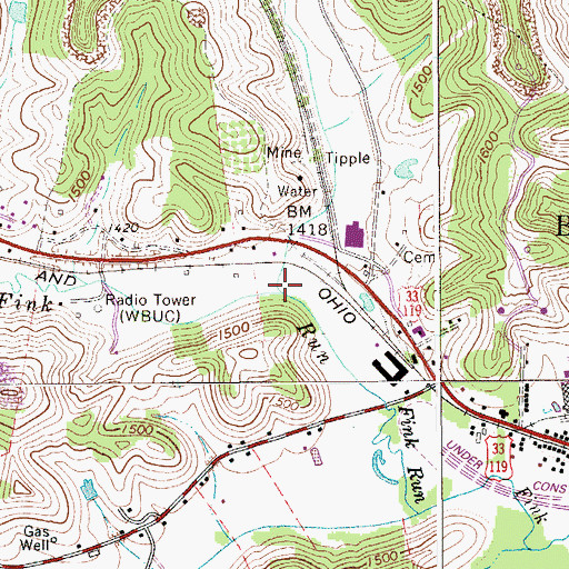 Topographic Map of Mud Lick, WV