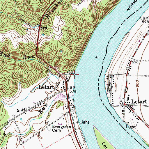 Topographic Map of Mud Run, WV