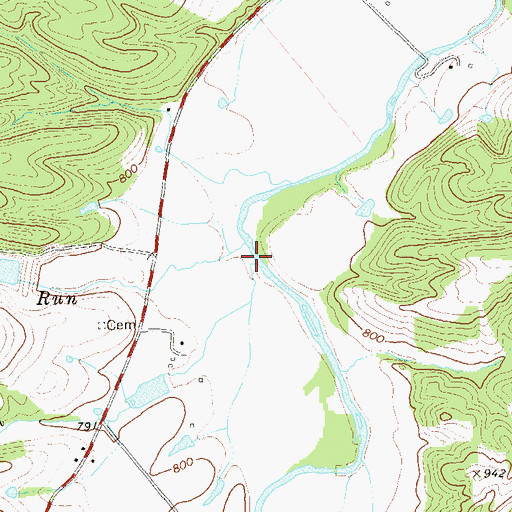 Topographic Map of Mud Run, WV