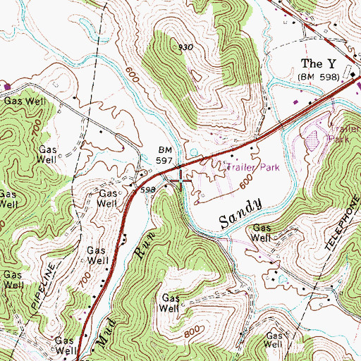 Topographic Map of Mud Run, WV