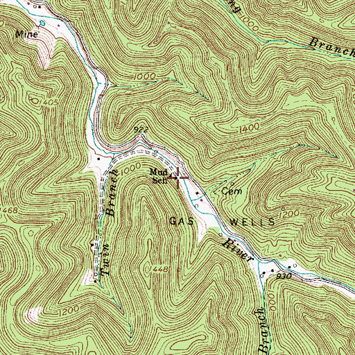 Topographic Map of Mud School, WV