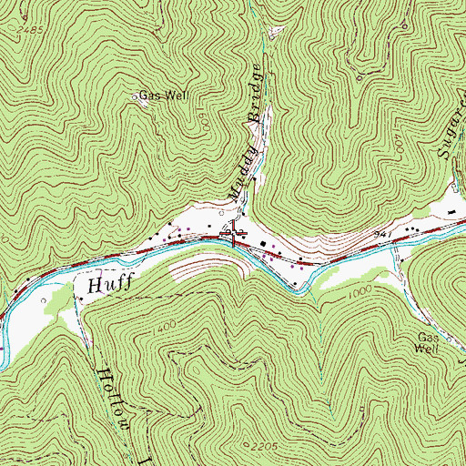 Topographic Map of Muddy Bridge Branch, WV