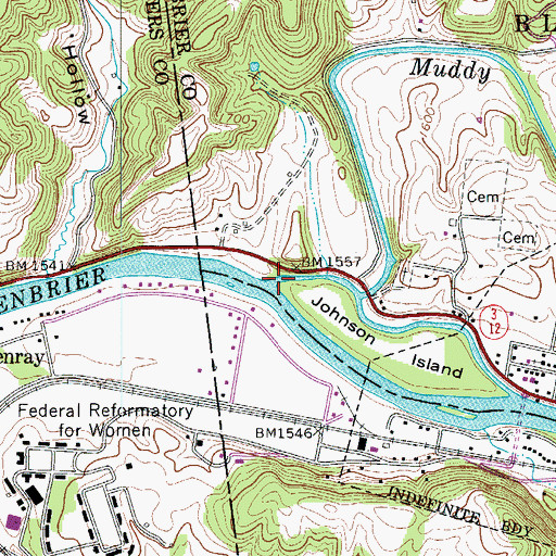 Topographic Map of Muddy Creek, WV