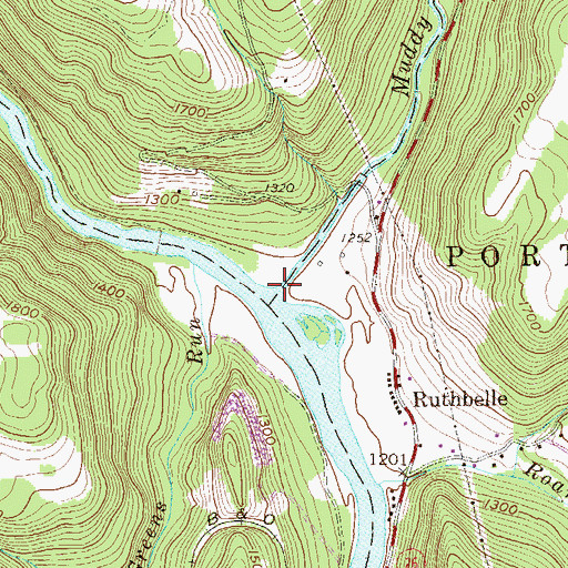 Topographic Map of Muddy Creek, WV