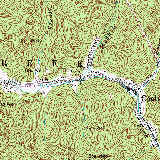 Topographic Map of Mudhole Branch, WV