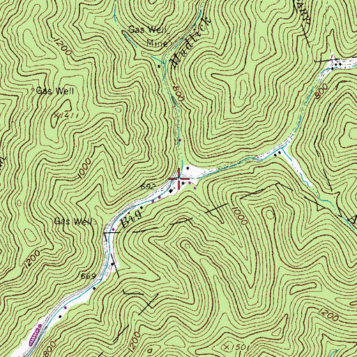 Topographic Map of Mudlick Branch, WV