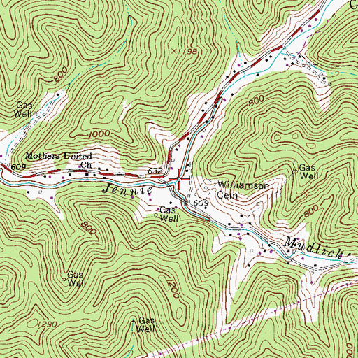 Topographic Map of Mudlick Fork, WV