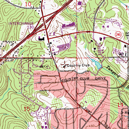 Topographic Map of Greenville Country Club, AL