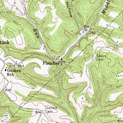 Topographic Map of Mudlick Run, WV