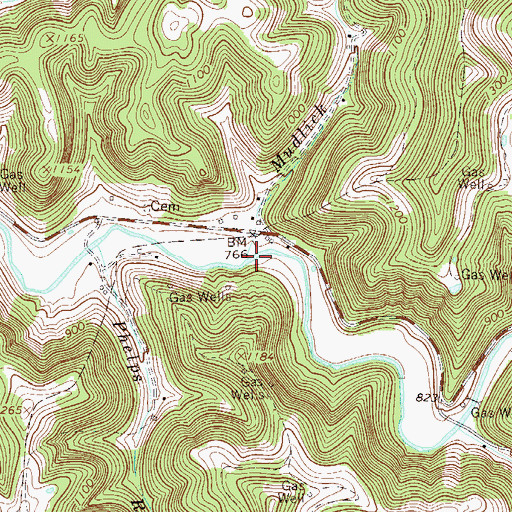 Topographic Map of Mudlick Run, WV