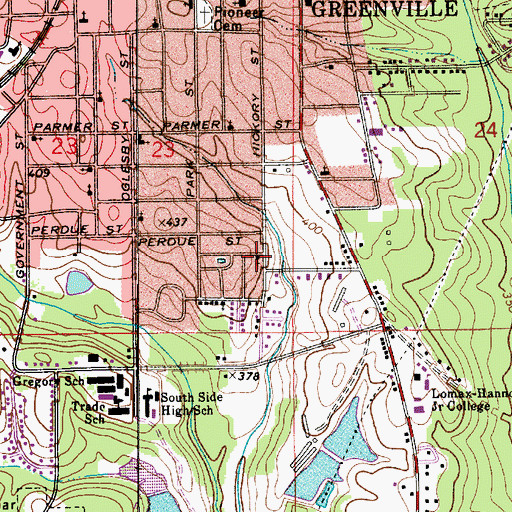 Topographic Map of Hickory Street Church of Street, AL
