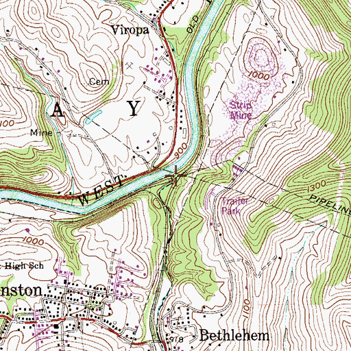 Topographic Map of Mudlick Run, WV