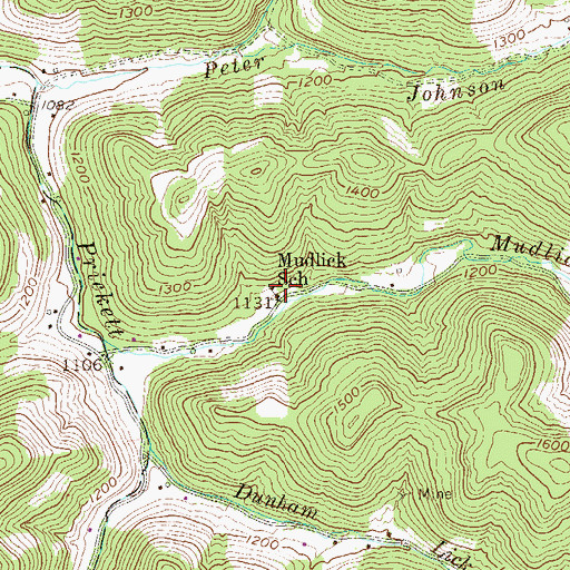 Topographic Map of Mudlick School (historical), WV