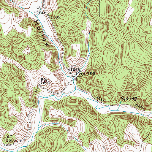 Topographic Map of Mullins Hollow, WV
